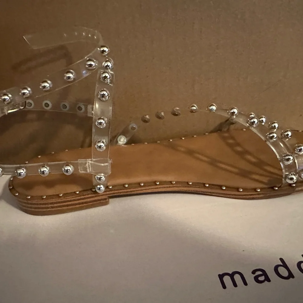 Madden Girl 9.5 Clear Studded Sandals - Picture 6 of 8